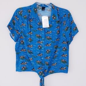 Disney Mickey & Minnie Row a Boat Tie Front Top Size Medium New with Tags NWT